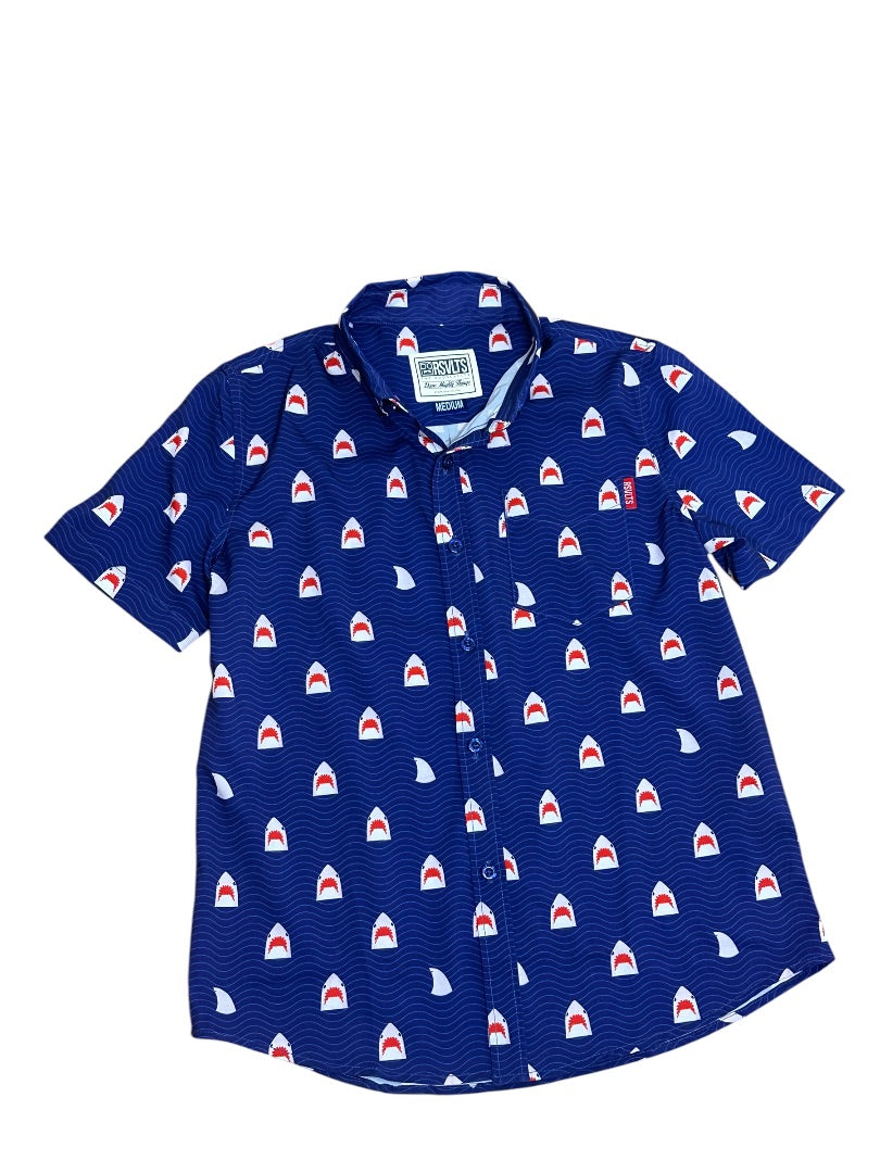 S/S SHARKS BUTTON DOWN