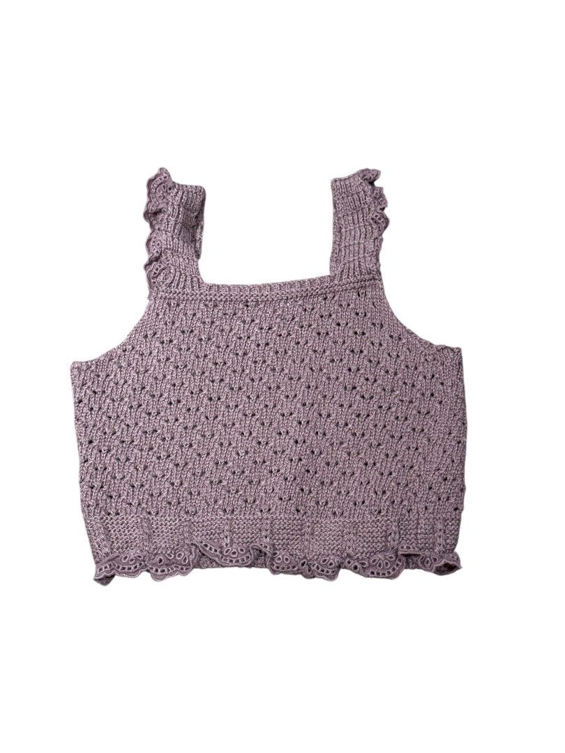 FLUTTER EYELET CROCHET CROP TOP
