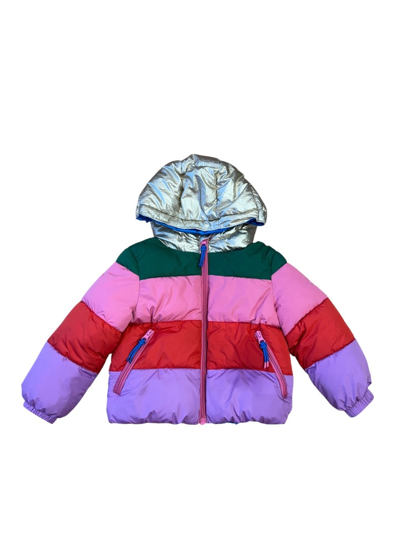 L/S RAINBOW ZIP HOODED PUFFER JACKET