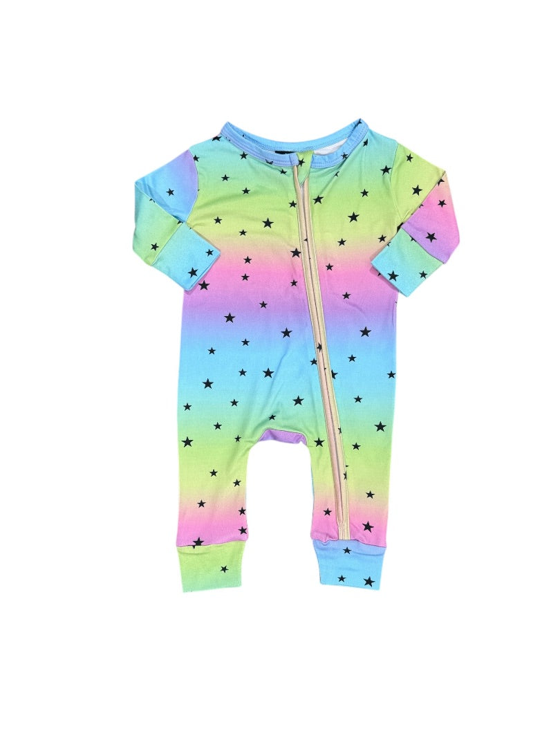 L/S STARS OMBRE ZIP ROMPER