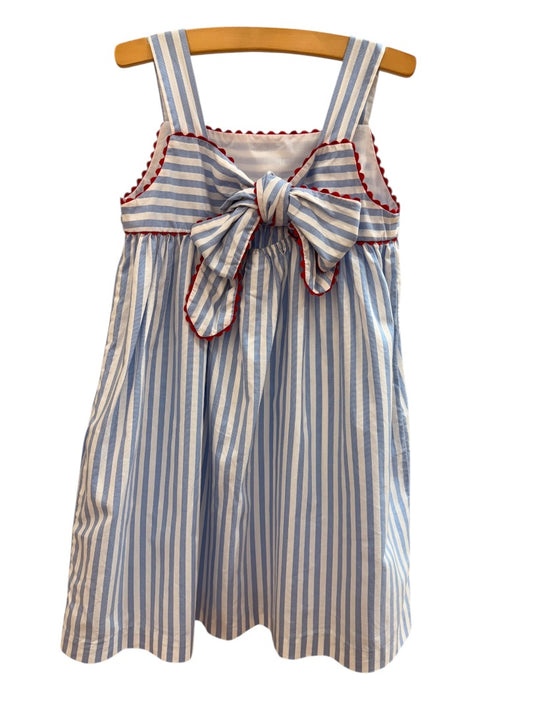 S/L STRIPED RIC RAC TRIM DRESS