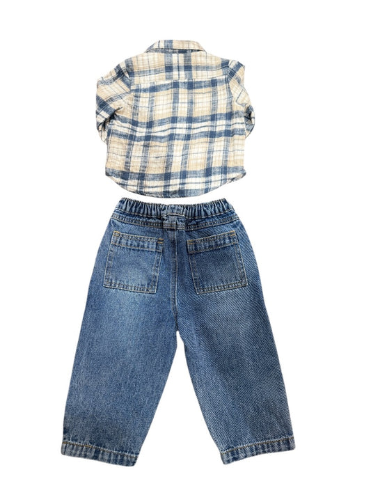 L/S PLAID FLANNEL SHIRT & JEANS