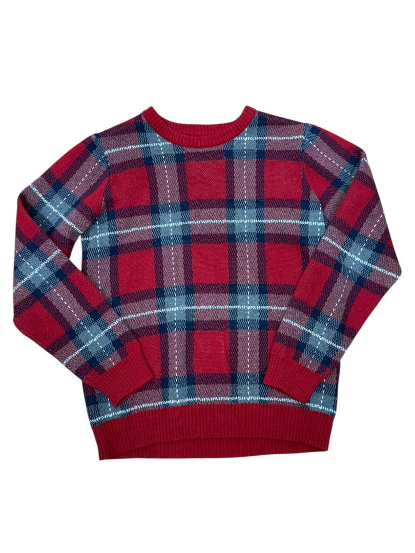 L/S PLAID KNIT SWEATER
