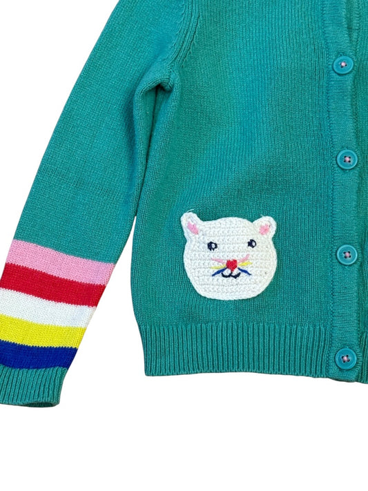 L/S CROCHET CAT POCKET CARDIGAN