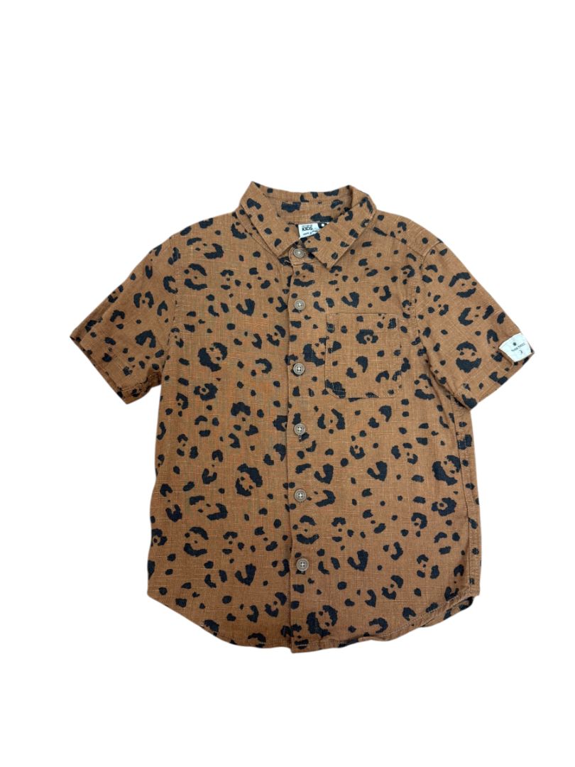 S/S LINEN LEOPARD DRESS SHIRT