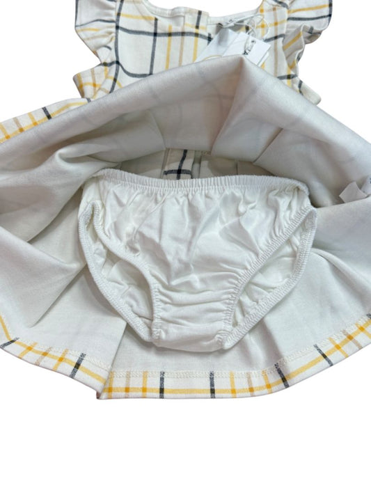 NEW FLUTTER SLEEVE PLAID BOW DRESS