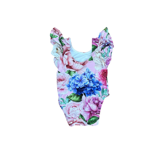 RUFFLE FLORAL ONE-PIECE