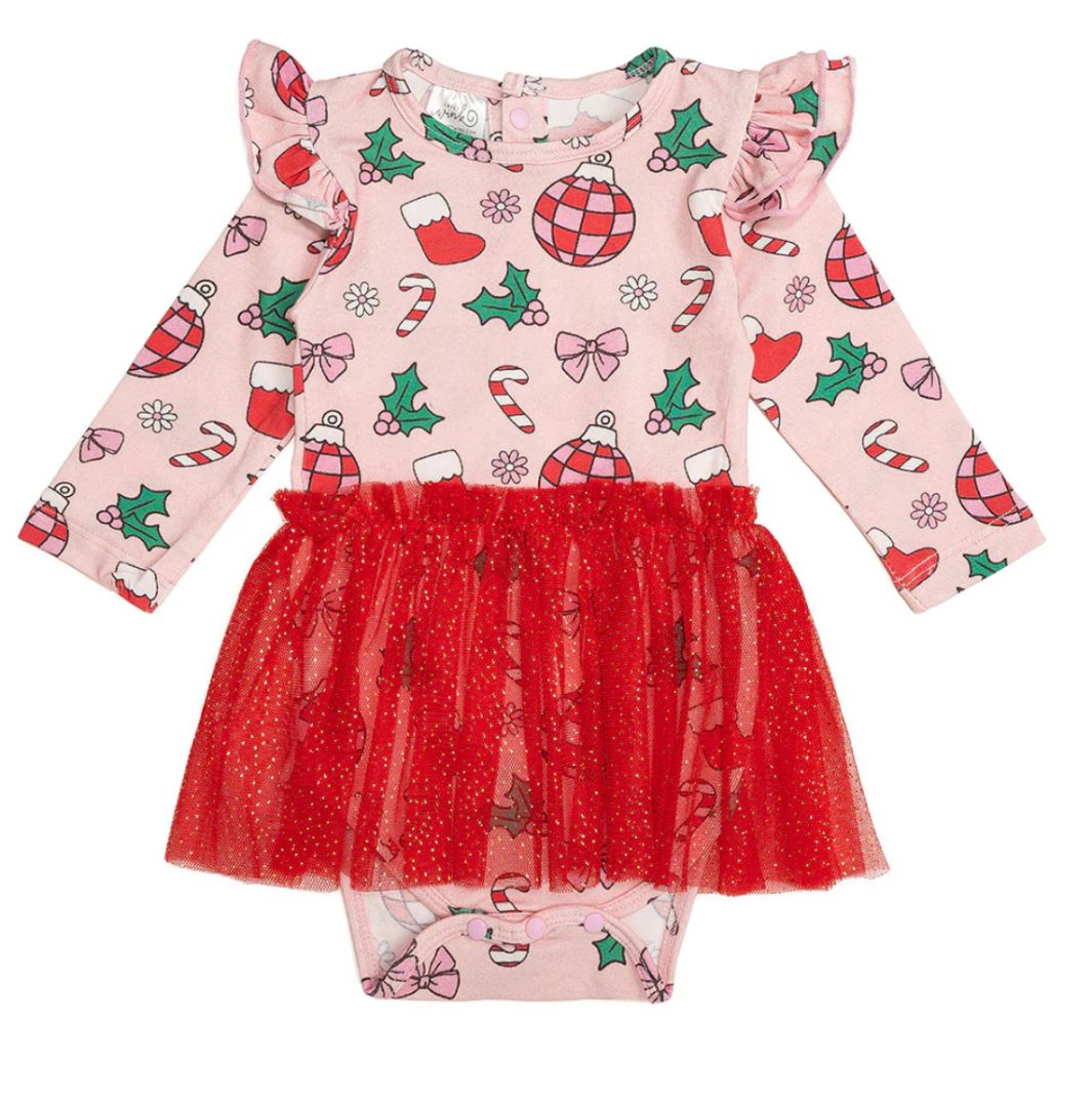 NEW L/S CHRISTMAS TUTU BODYSUIT DRESS