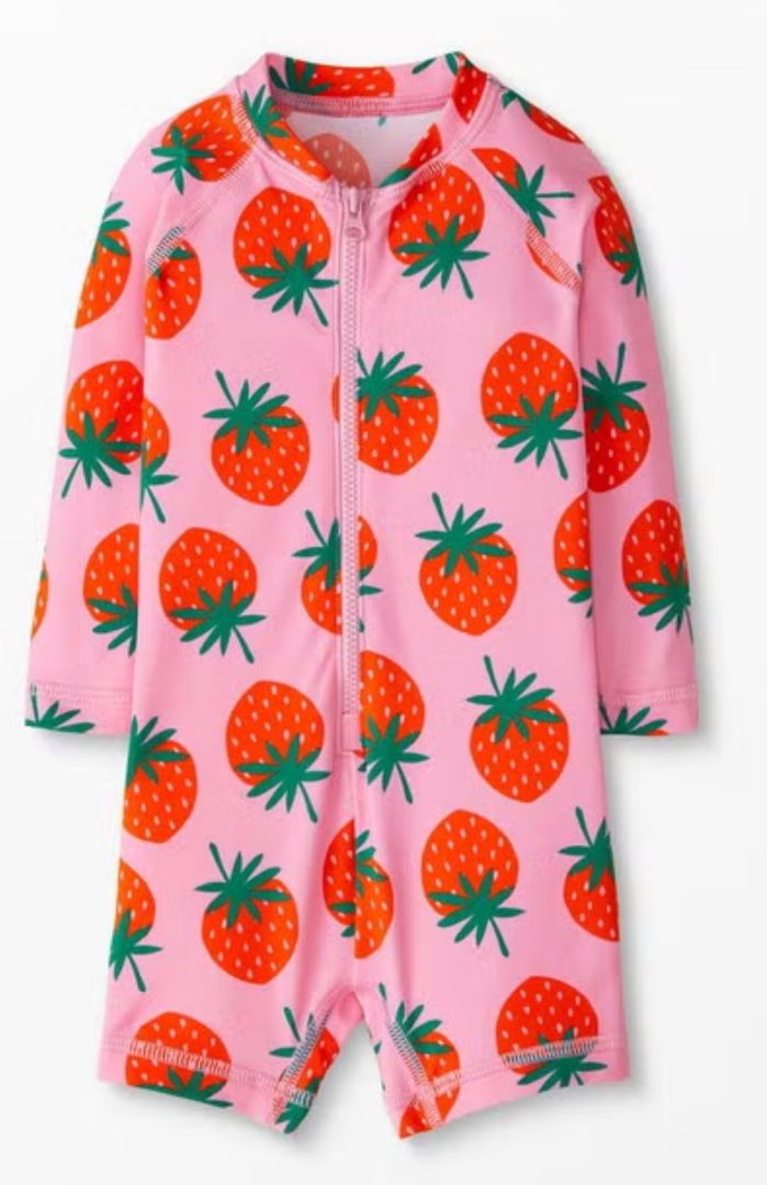 L/S STRAWBERRY ZIP RASHGUARD 1-PC