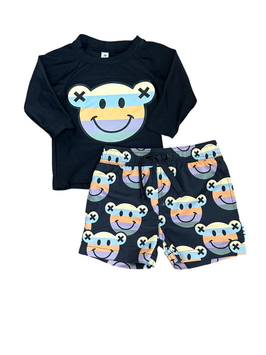 L/S SMILEY BEAR RASHGUARD & TRUNKS