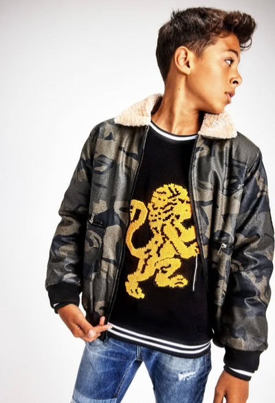 L/S CAMOUFLAGE ZIP BOMBER JACKET