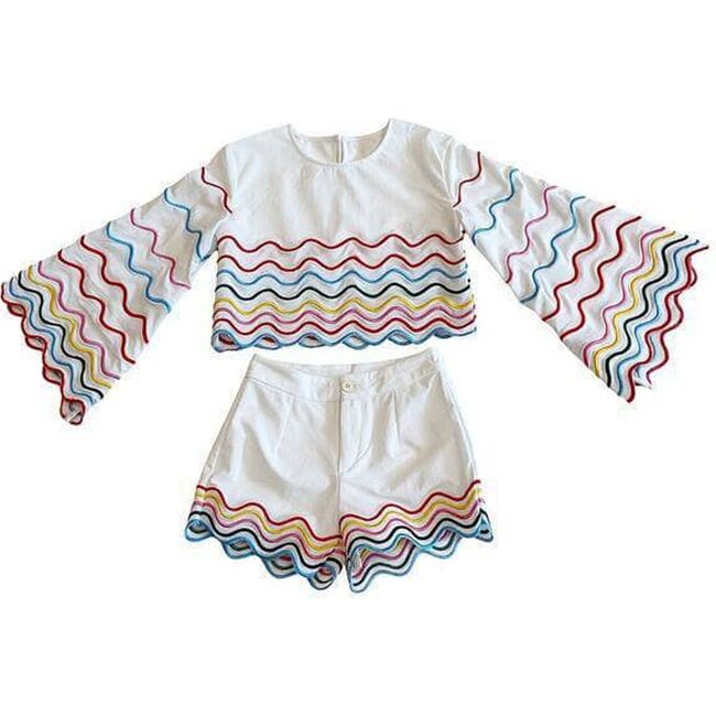 BELL SLEEVE RAINBOW WAVE SHORT SET