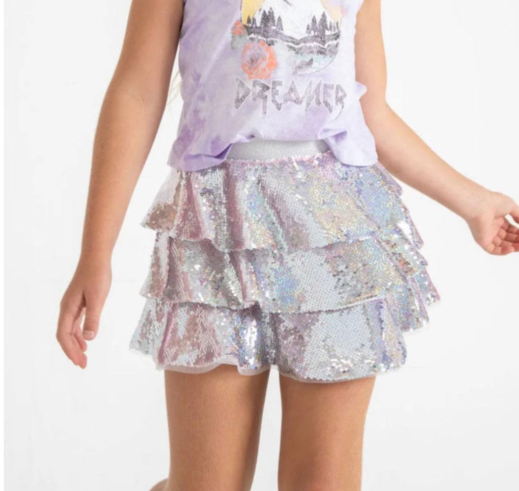 SEQUIN 3-TIER RUFFLE SKIRT