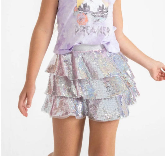 SEQUIN 3-TIER RUFFLE SKIRT
