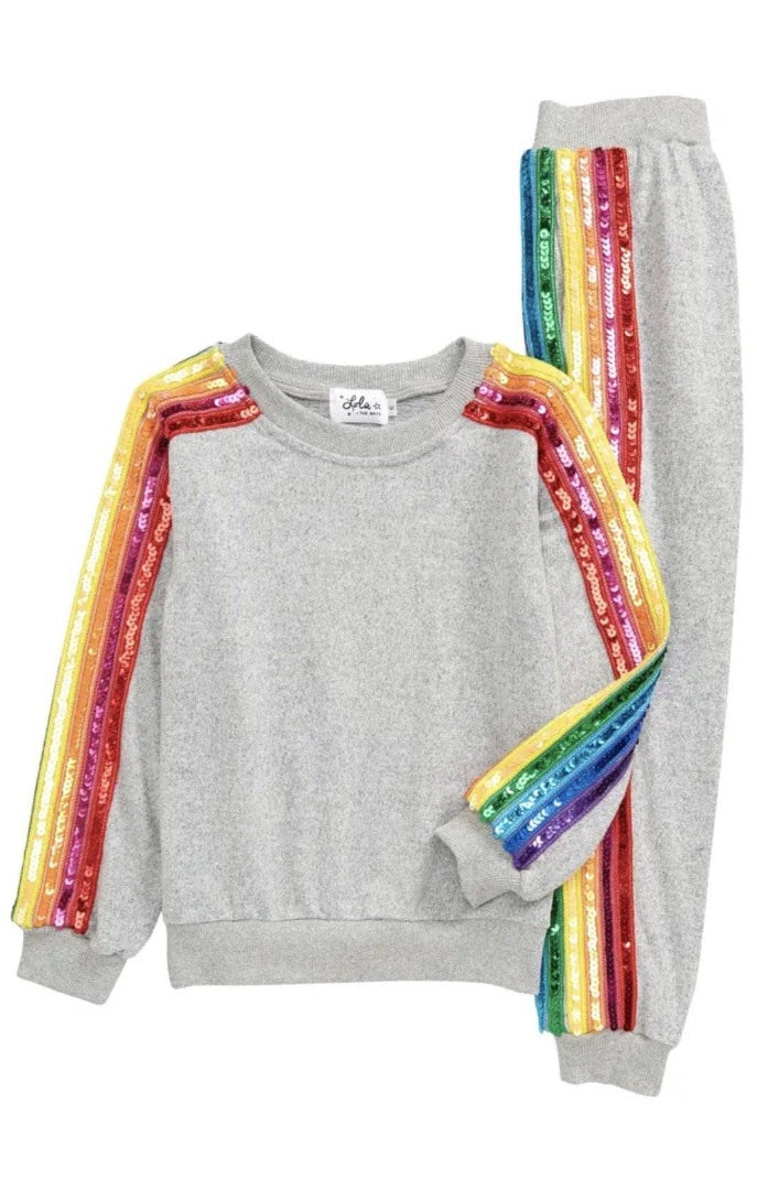 L/S RAINBOW SEQUIN TRACKSUIT