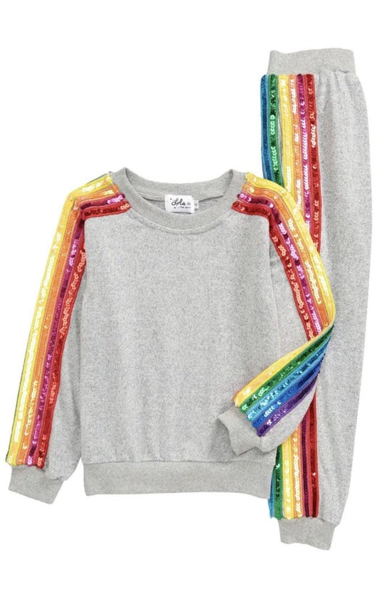 L/S RAINBOW SEQUIN TRACKSUIT