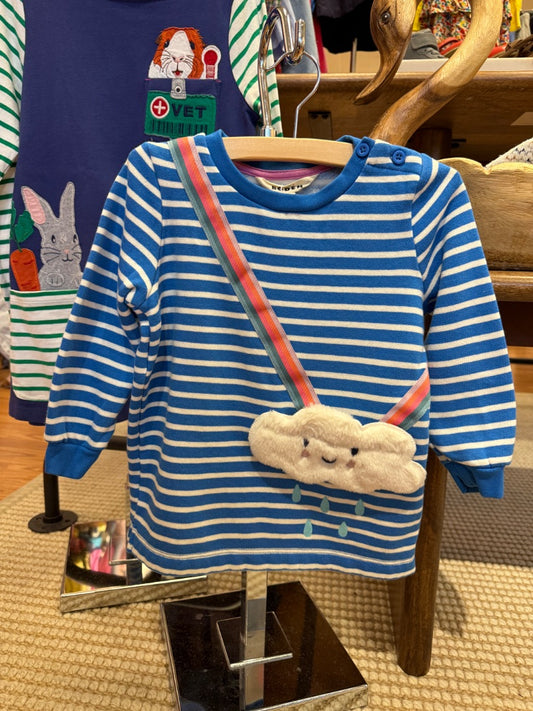L/S CLOUD POCKET STRIPED TUNIC TOP
