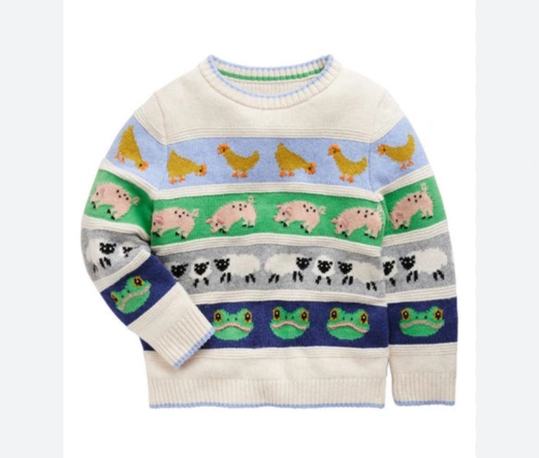 L/S FAIR ISLE FARM ANIMAL SWEATER