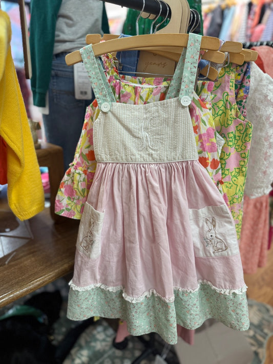 S/L "K" EMBROIDERED BUNNY DRESS