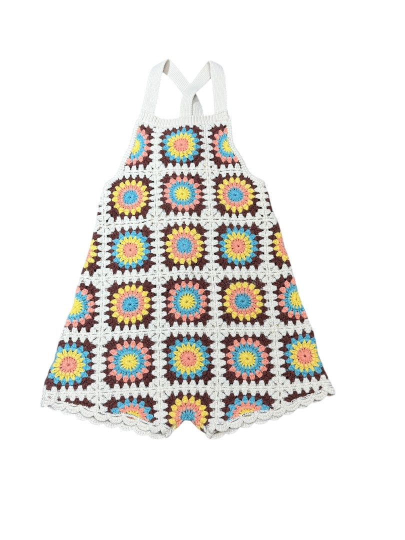 S/L CROCHET PATCHWORK GRANNY SQUARE ROMPER