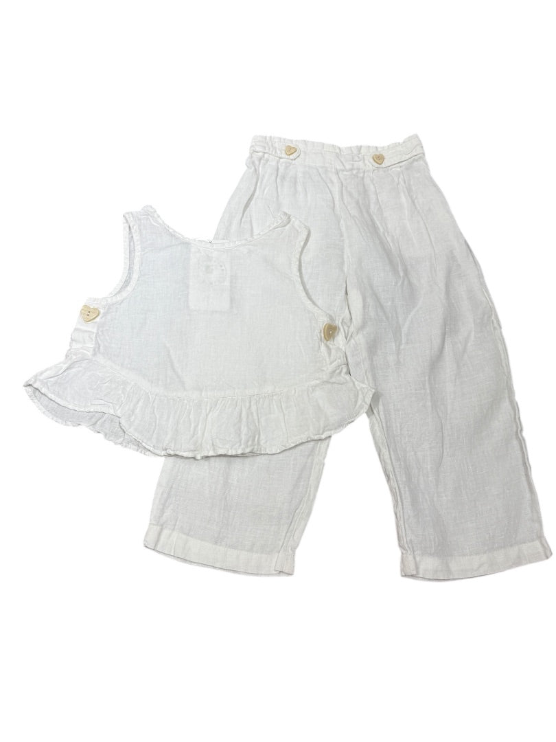 S/L LINEN HEART BUTTON TOP & PANTS