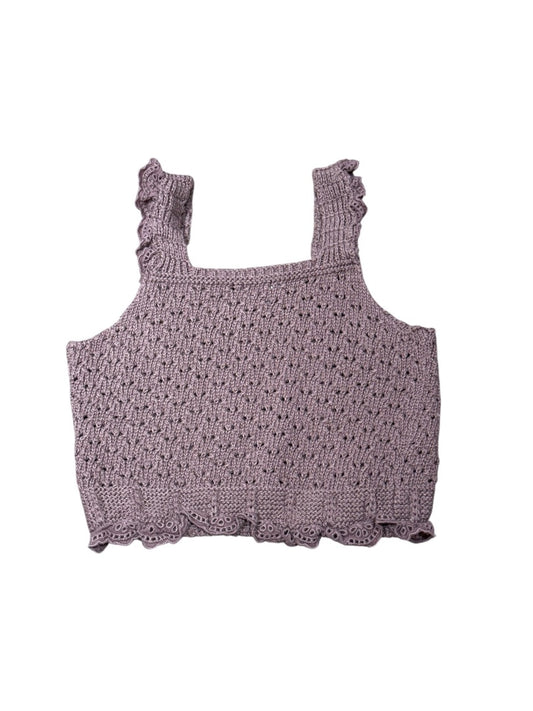FLUTTER EYELET CROCHET CROP TOP