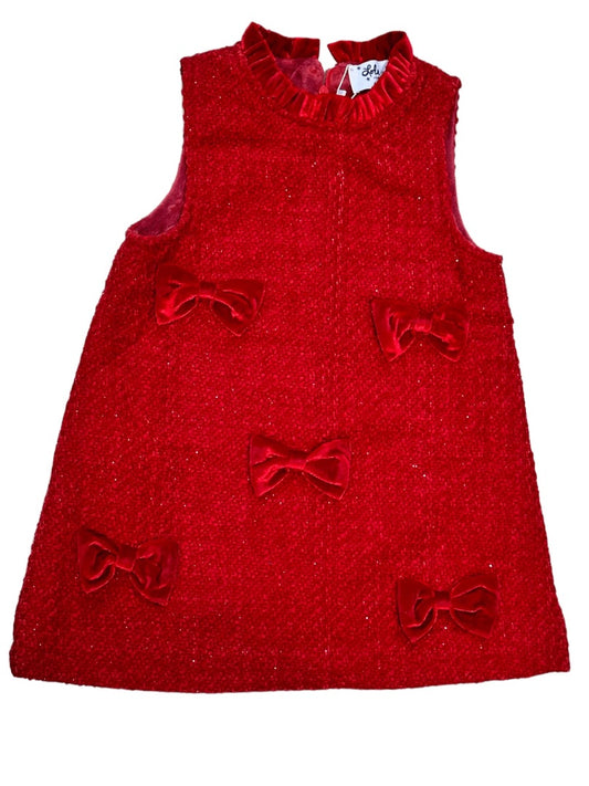 S/L VALENTINA TWEED VELVET BOW DRES