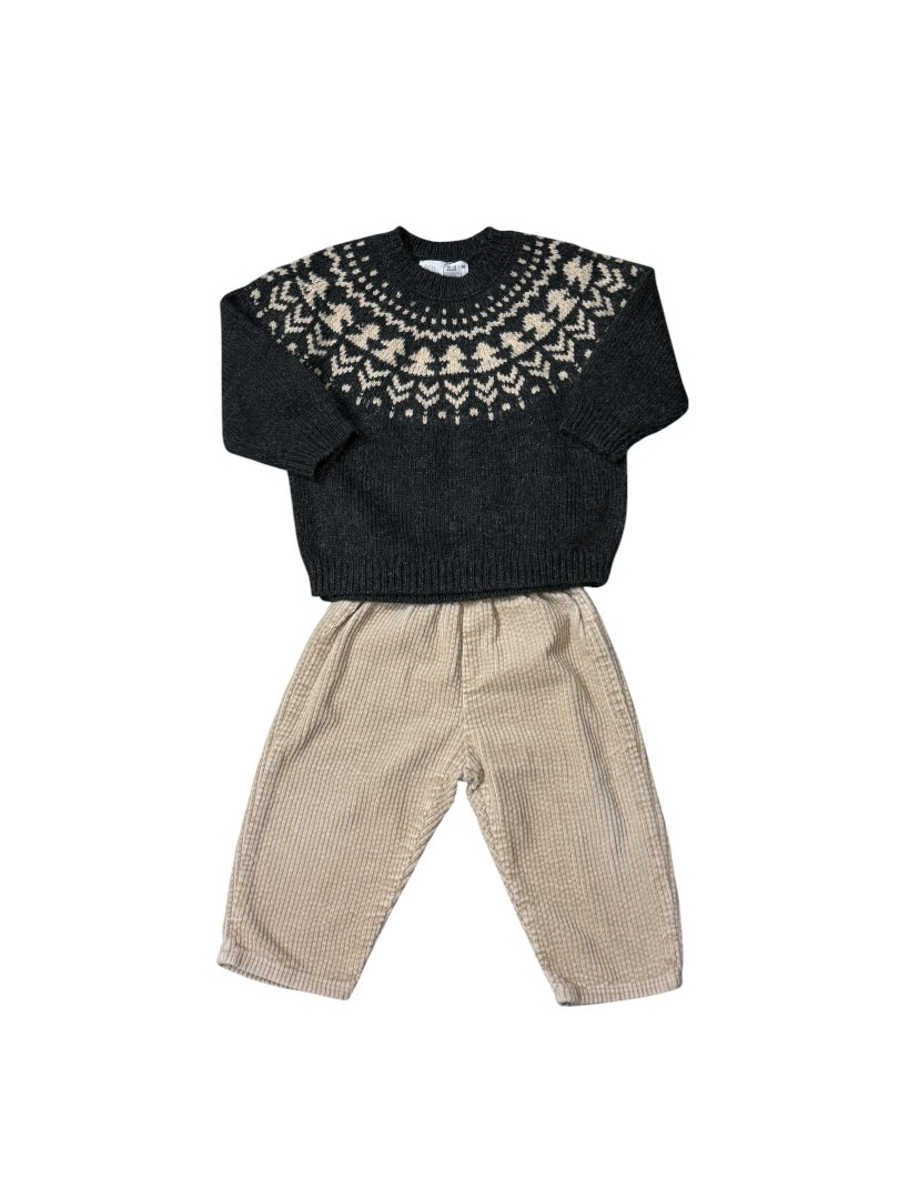 L/S KNIT CHRISTMAS TREE SWEATER & CORDUROY PANTS