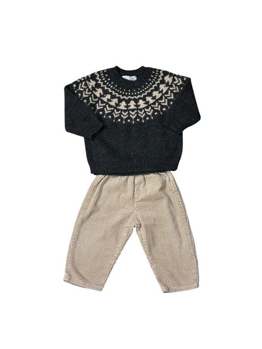 L/S KNIT CHRISTMAS TREE SWEATER & CORDUROY PANTS