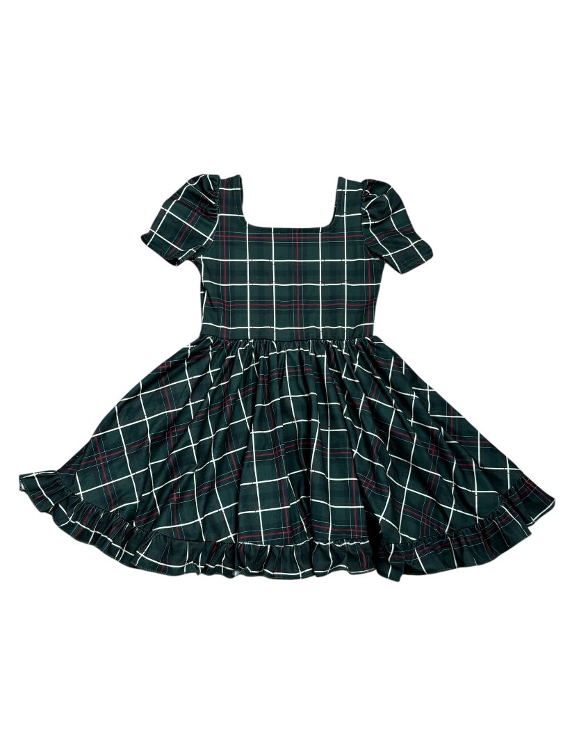 S/S PLAID TWIRL DRESS