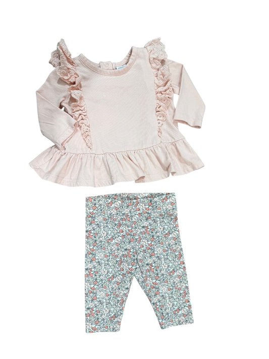 L/S EYELET RUFFLE TOP & FLORAL LEGGINGS