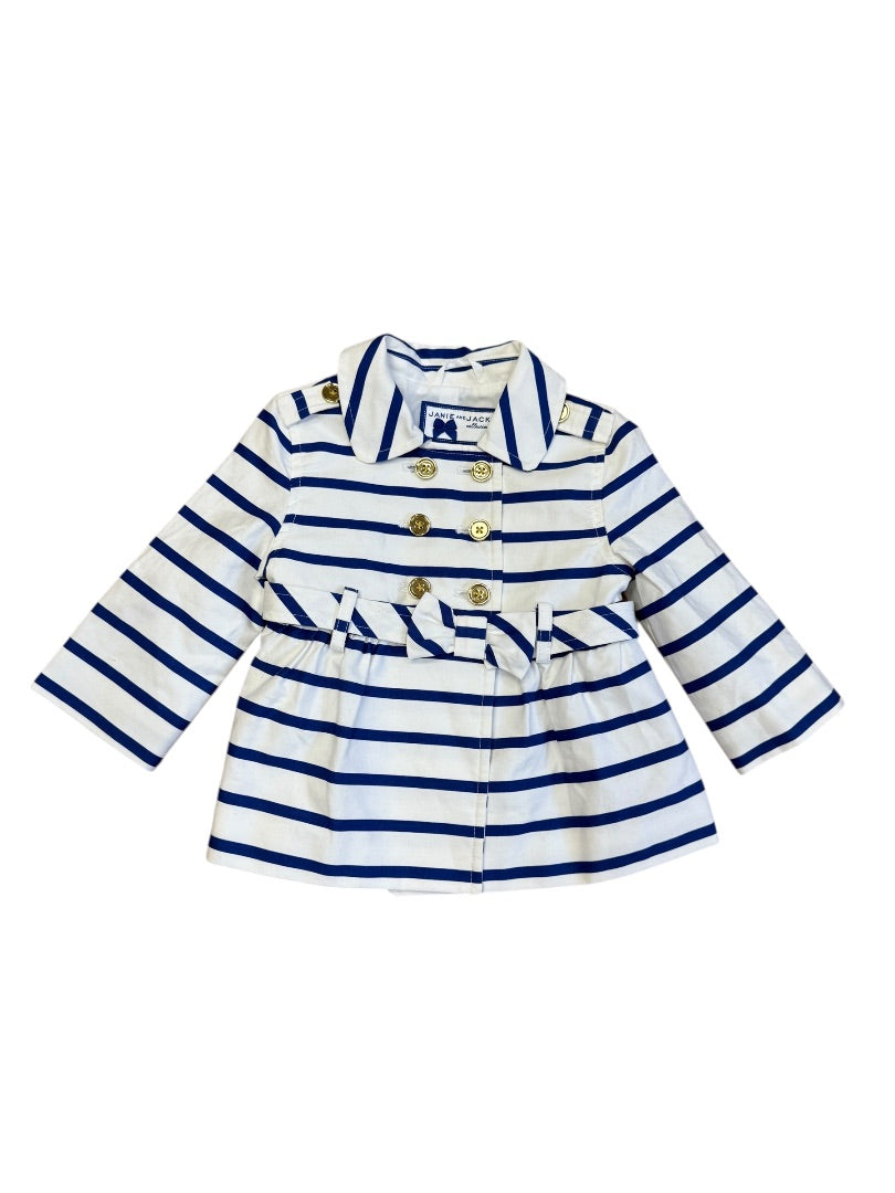 L/S STRIPED TRENCH COAT