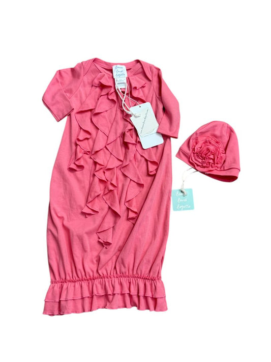 NEW L/S RUFFLE GOWN & HAT
