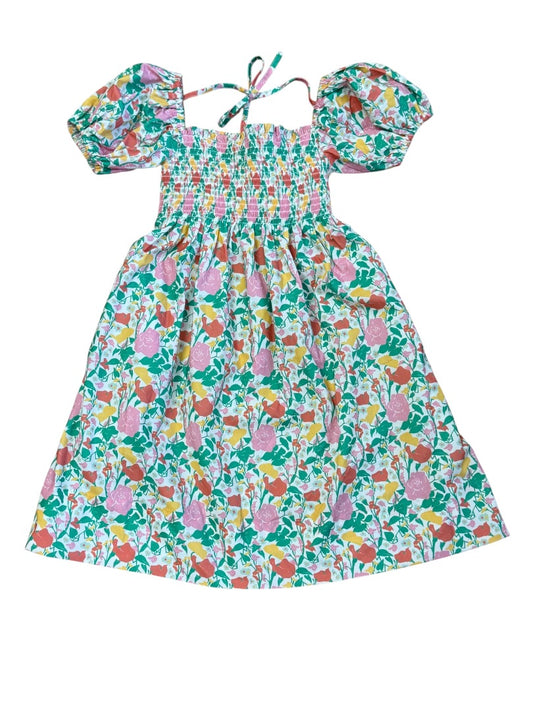 NEW PUFF SLEEVE FLORAL SMOCKED DRESS