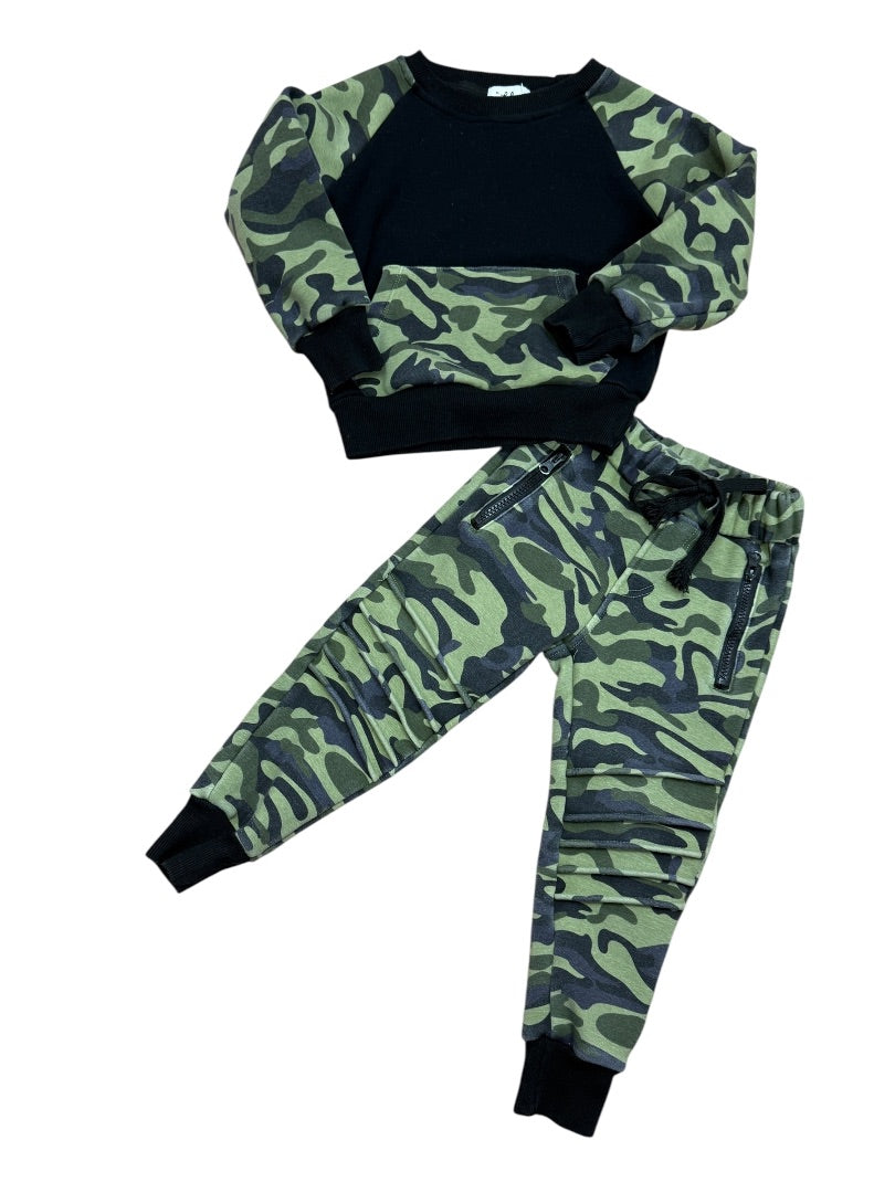 L/S CAMOUFLAGE PULLOVER & SWEATPANTS