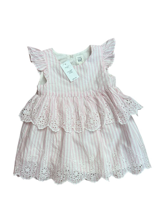 NEW S/L STRIPED EYELET DRESS