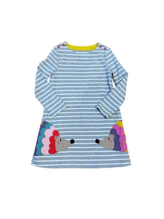 L/S STRIPED HEDGEHOG APPLIQUE DRESS