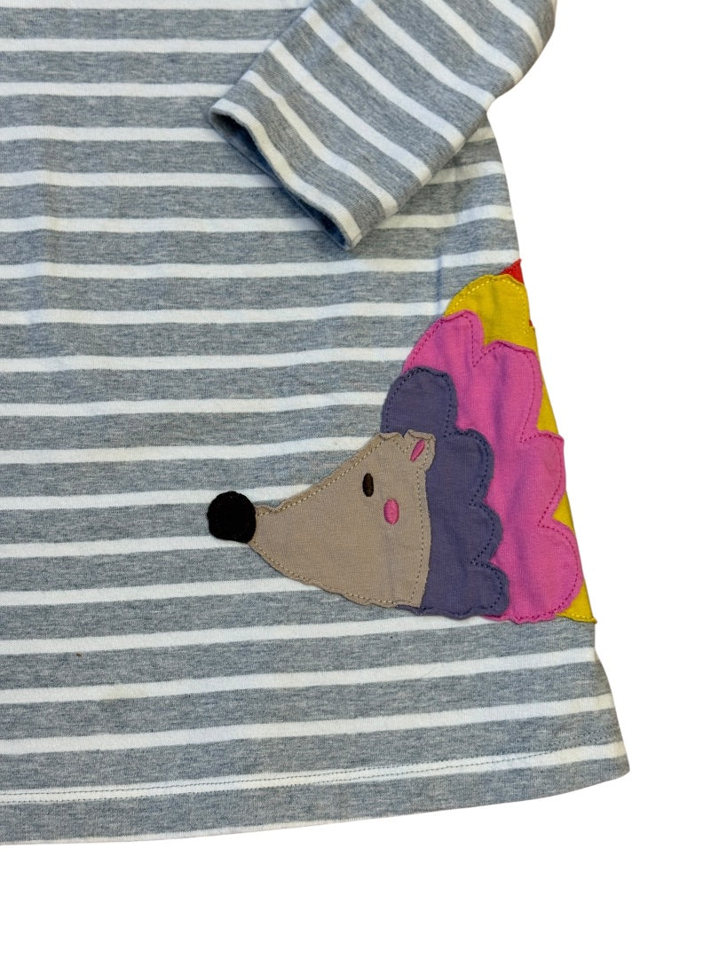 L/S STRIPED HEDGEHOG APPLIQUE DRESS