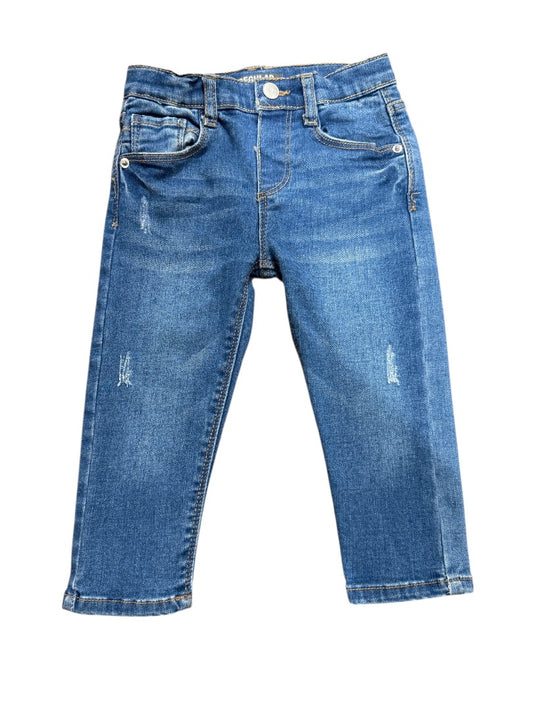 MEDIUM WASH DISTRESSED STRETCH JEANS