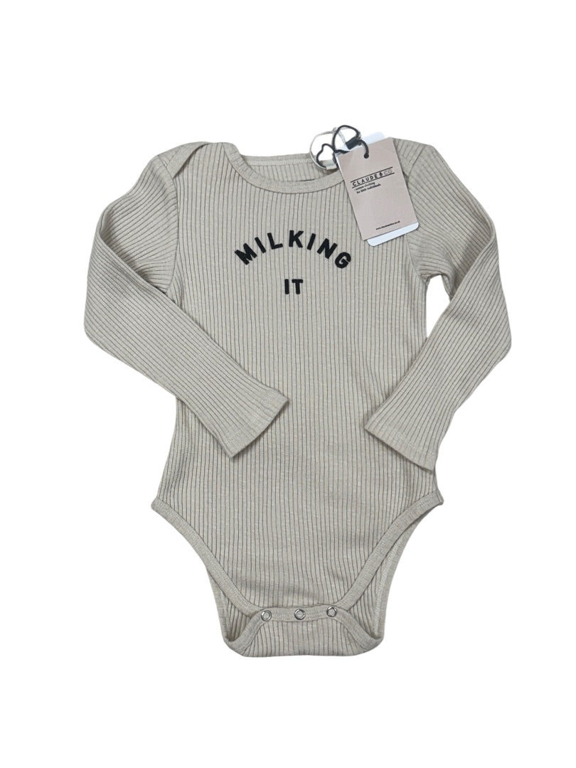 NEW L/S "MILKING IT" RIBBED BODYSUIT