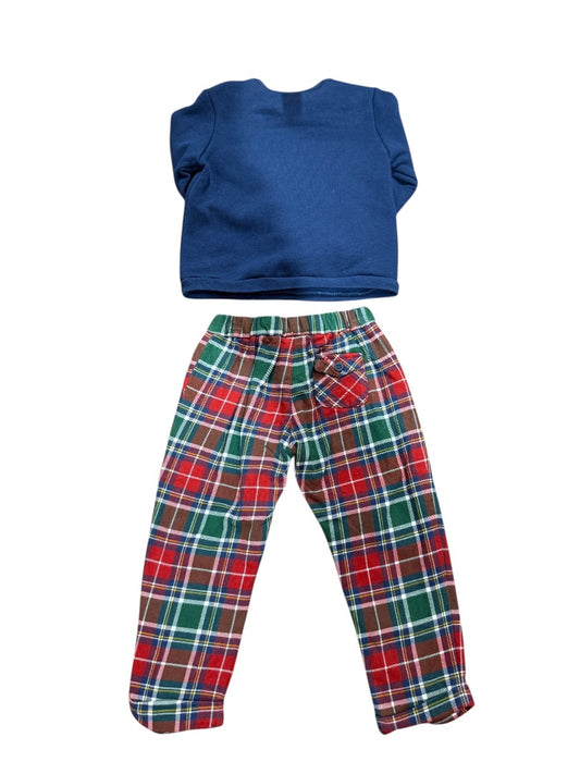 L/S PUPPY SWEATSHIRT & PLAID JOGGERS