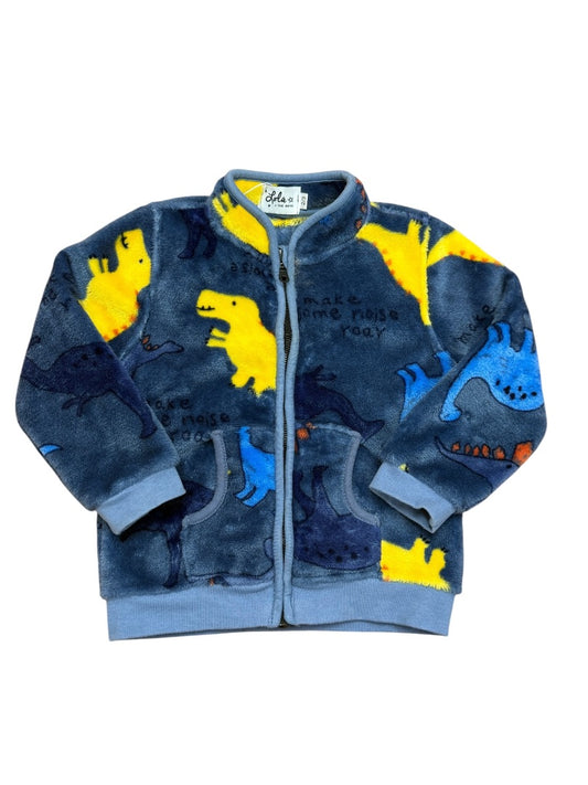L/S DINO PLUSH VELOUR ZIP JACKET
