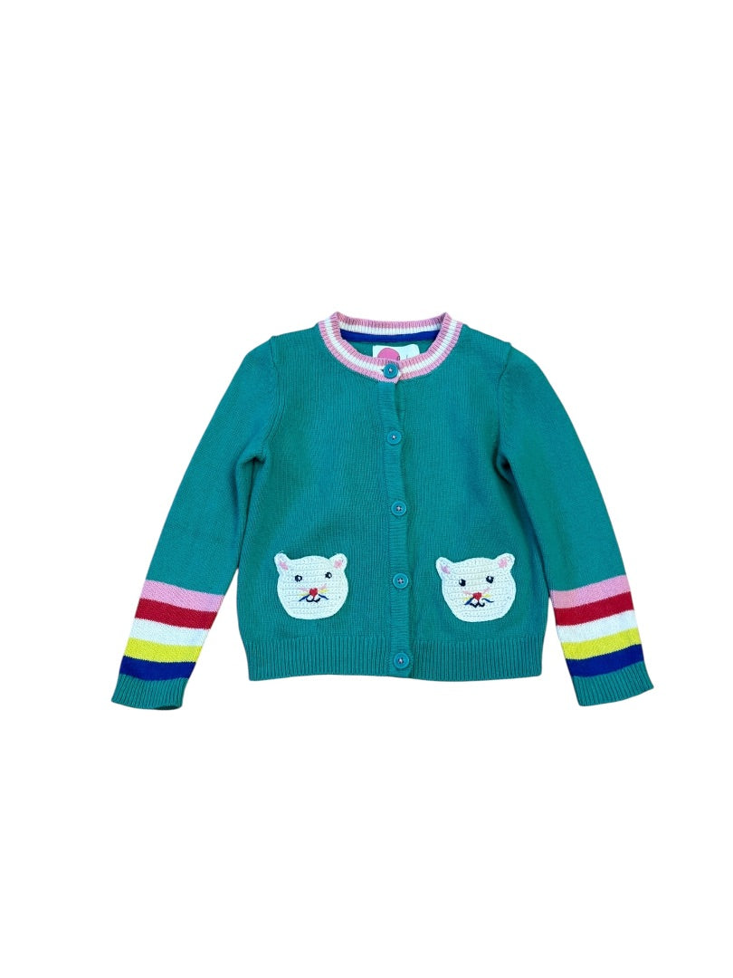 L/S CROCHET CAT POCKET CARDIGAN