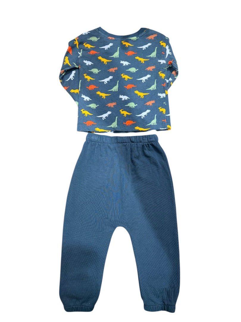 L/S DINOSAUR TEE & APPLIQUE JOGGERS