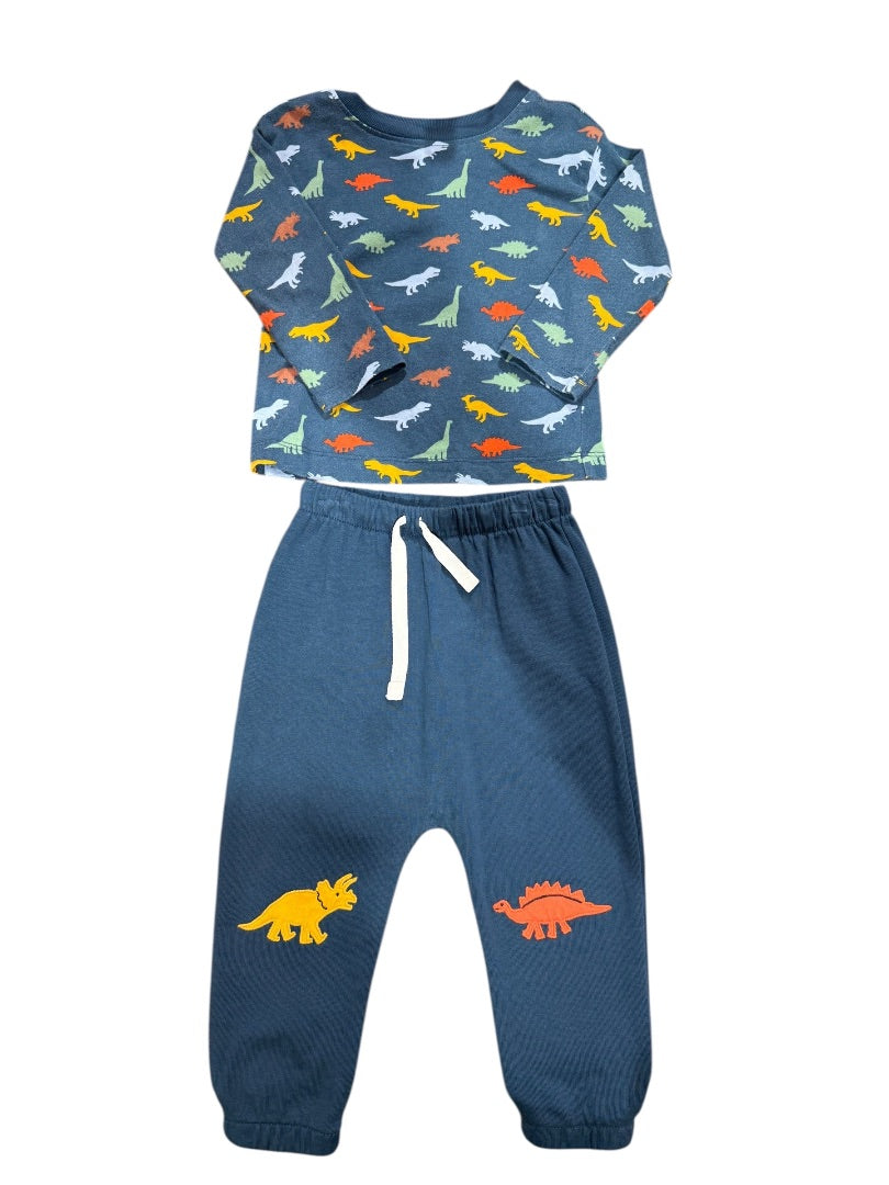 L/S DINOSAUR TEE & APPLIQUE JOGGERS