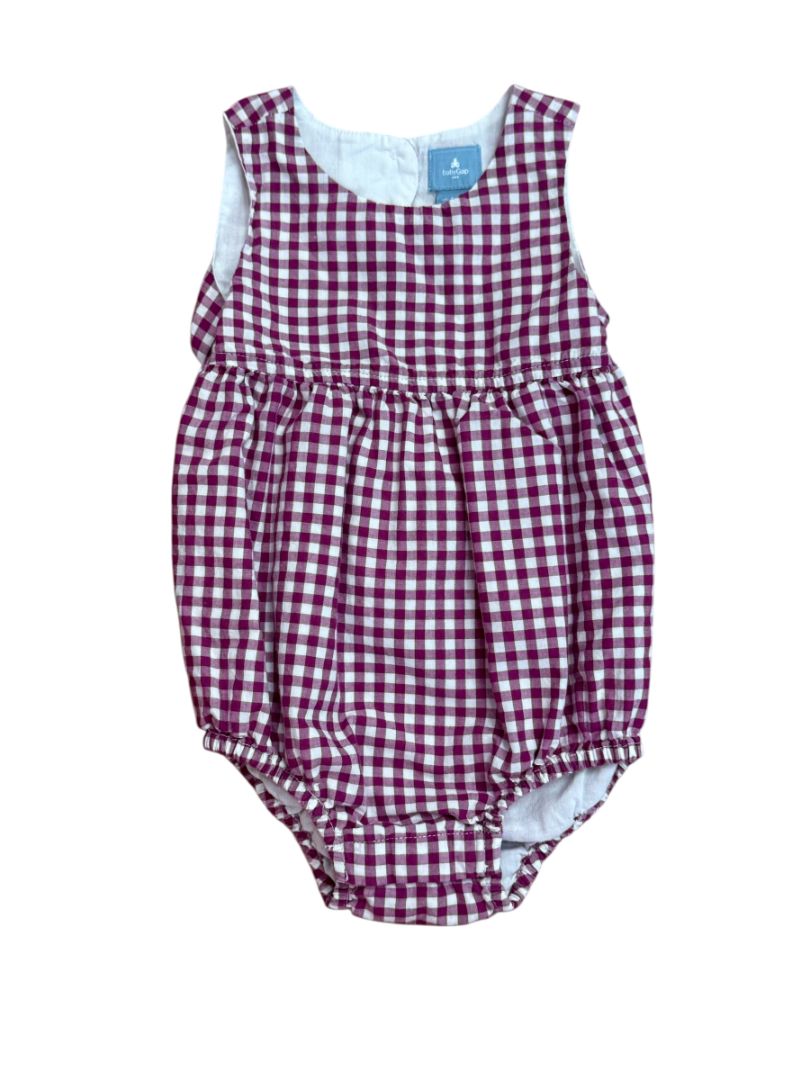 S/L GINGHAM BUBBLE ROMPER