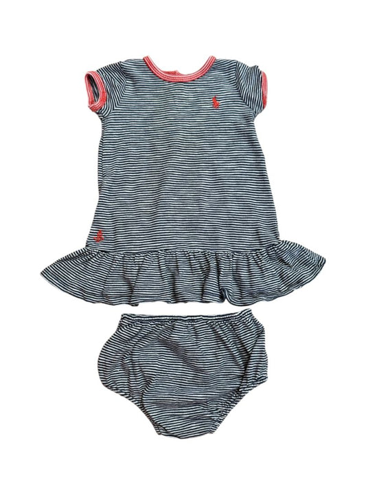 S/S STRIPED RUFFLE DRESS & BLOOMERS