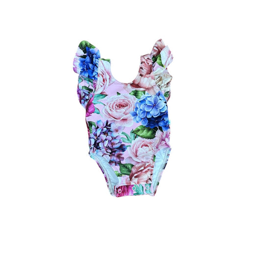 RUFFLE FLORAL ONE-PIECE