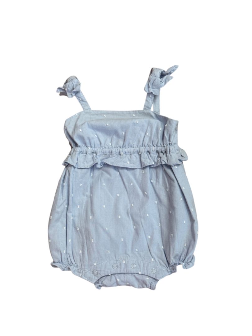 S/L SWISS DOT BUBBLE ROMPER