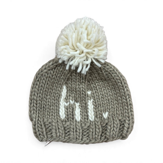 "HI." KNIT POM BEANIE